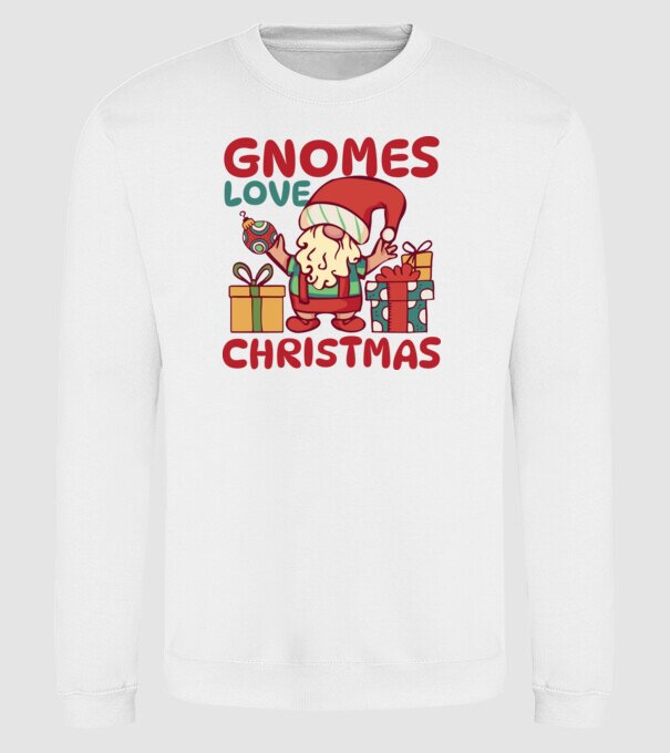 Gnomes LOVE Christmas model alb pe tricou