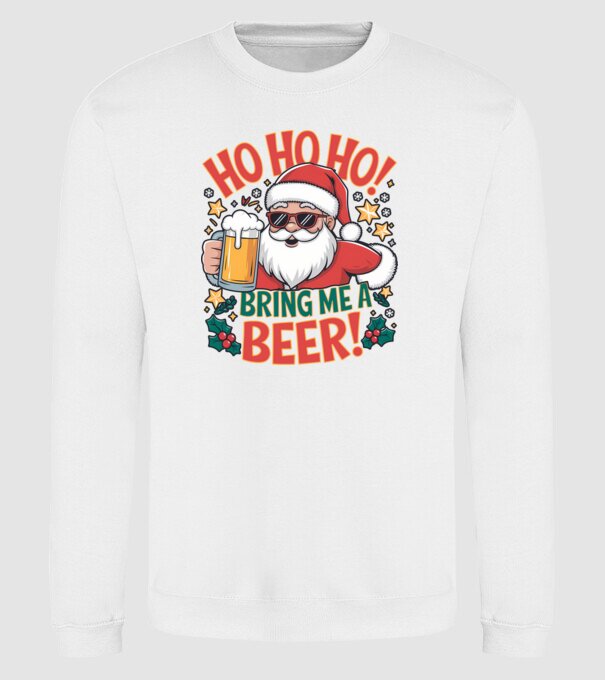 HO HO HO bring me a BEER santa Alb model alb pe tricou