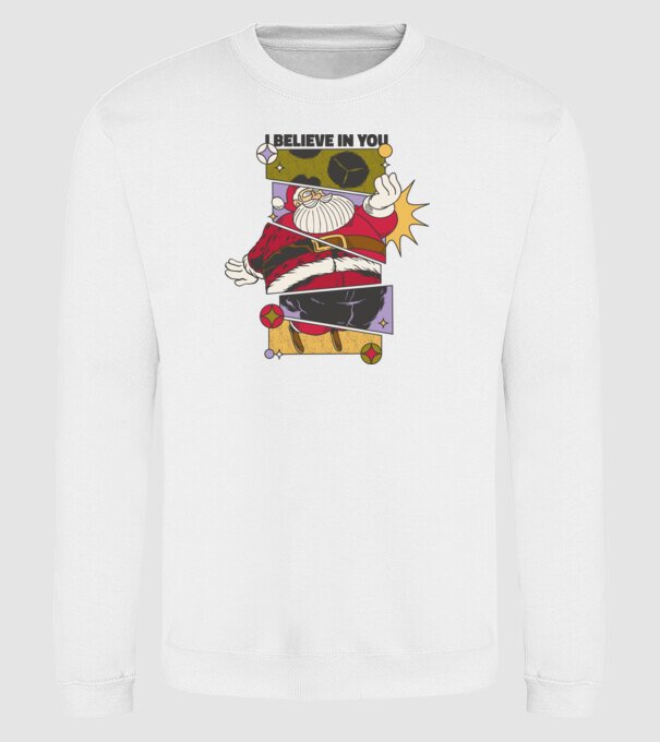 I believe in you Santa model alb pe tricou