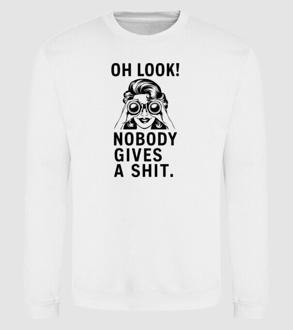 Nobody Gives a shit model alb pe tricou
