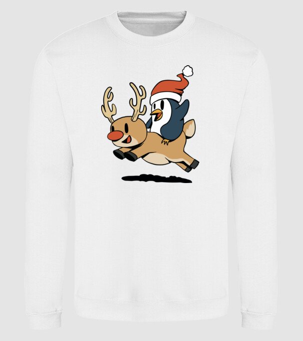 pinguin reindeer cristmas model alb pe tricou