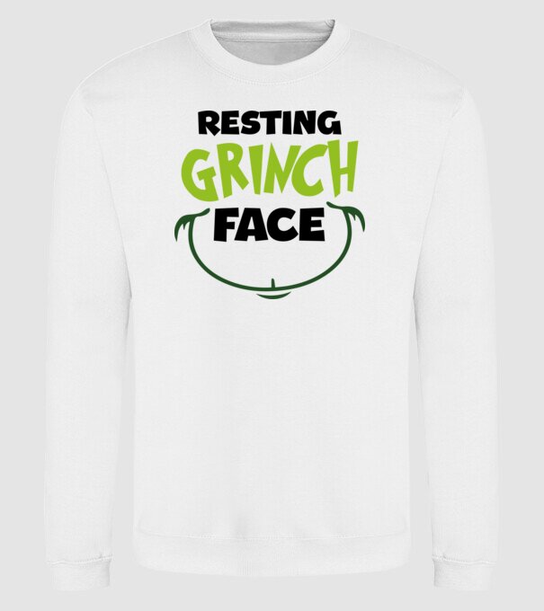 Resting Grinch face model alb pe tricou
