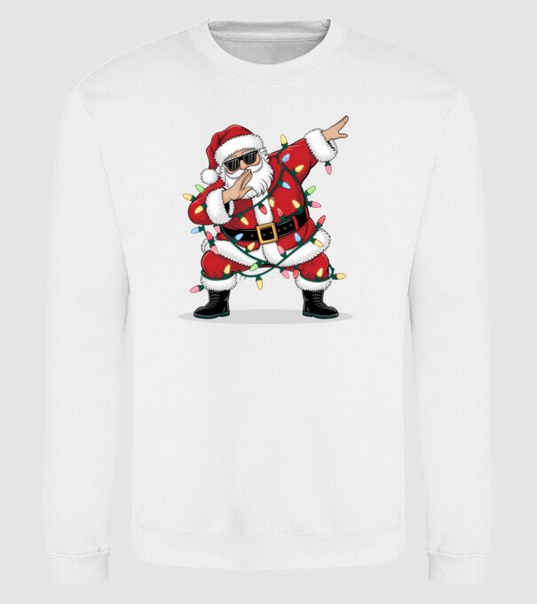 Santa Dab model alb pe tricou