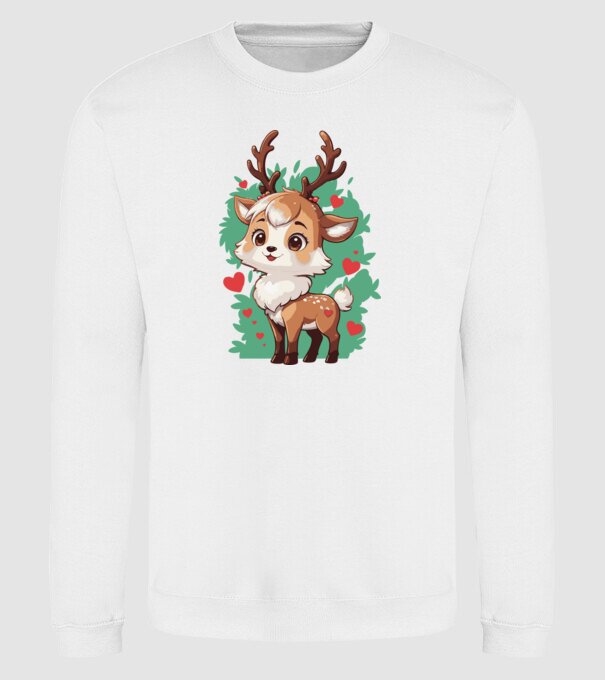 Valentine Deer model alb pe tricou