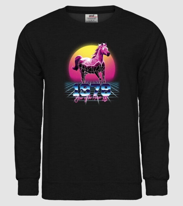 1978 Year of the Horse model negru pe tricou