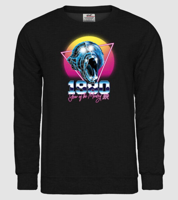 1980 Year of the Monkey model negru pe tricou