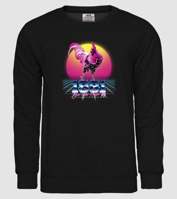 1981 Year of the Rooster model negru pe tricou