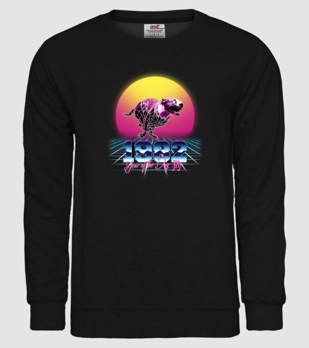 1982 Year of the Dog model negru pe tricou
