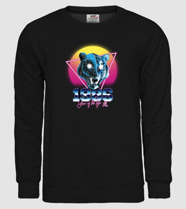 1986 Year of the Tiger model negru pe tricou