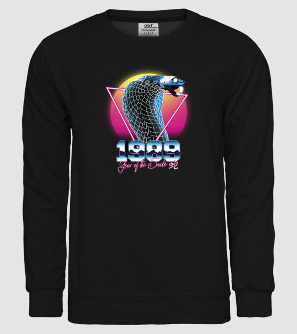 1989 Year of the Snake model negru pe tricou