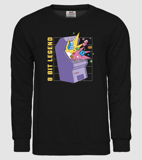 8 Bit Legendă Arcade Slot Machine model negru pe tricou