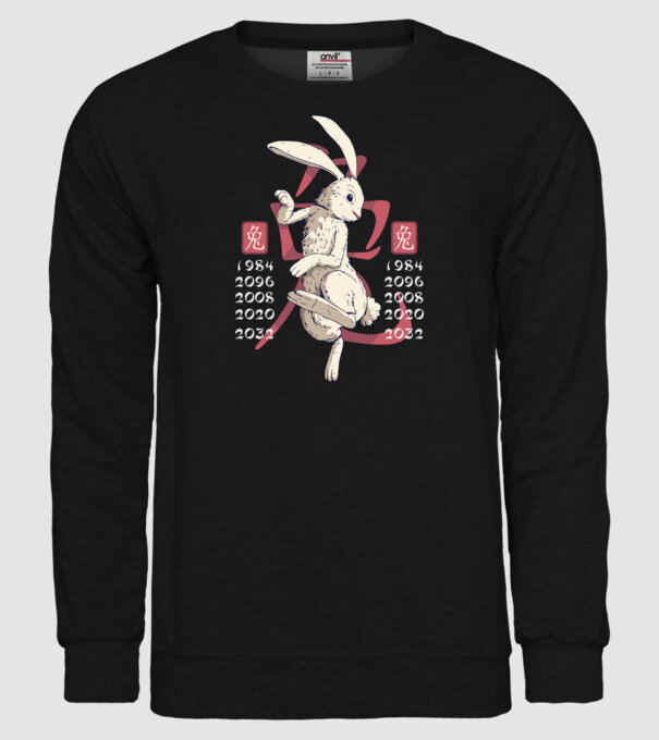 Year of the Rabbit model negru pe tricou