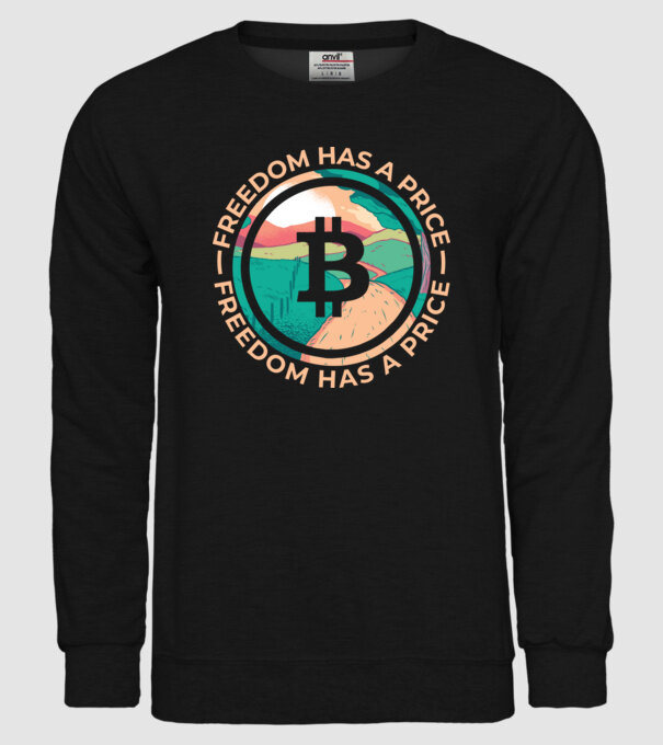 Libertatea are preț Bitcoin model negru pe tricou
