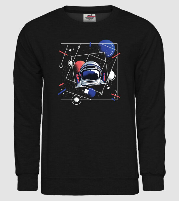 Astronaut univers abstract model negru pe tricou