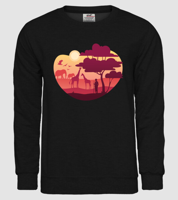 Peisaj african model negru pe tricou