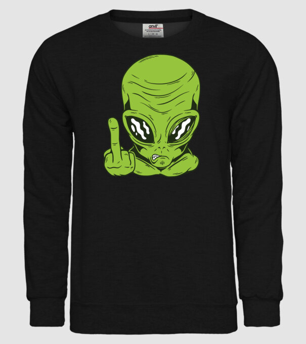 Alien arată degetul model negru pe tricou