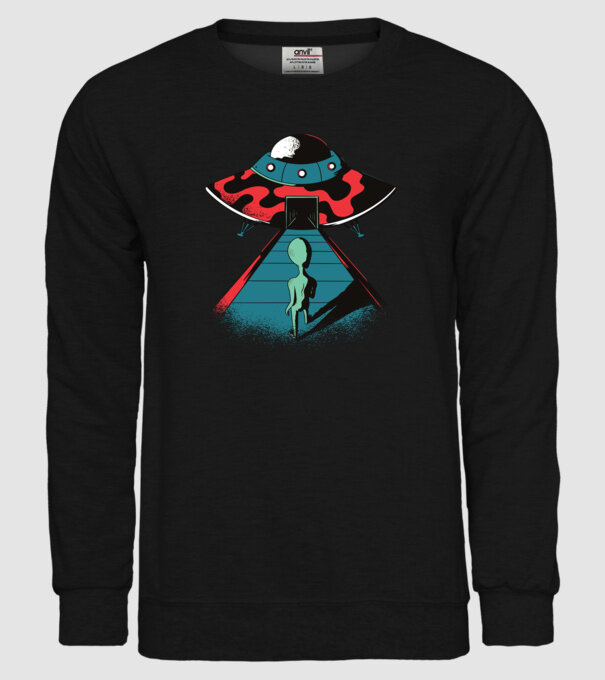 Alien Ufo model negru pe tricou