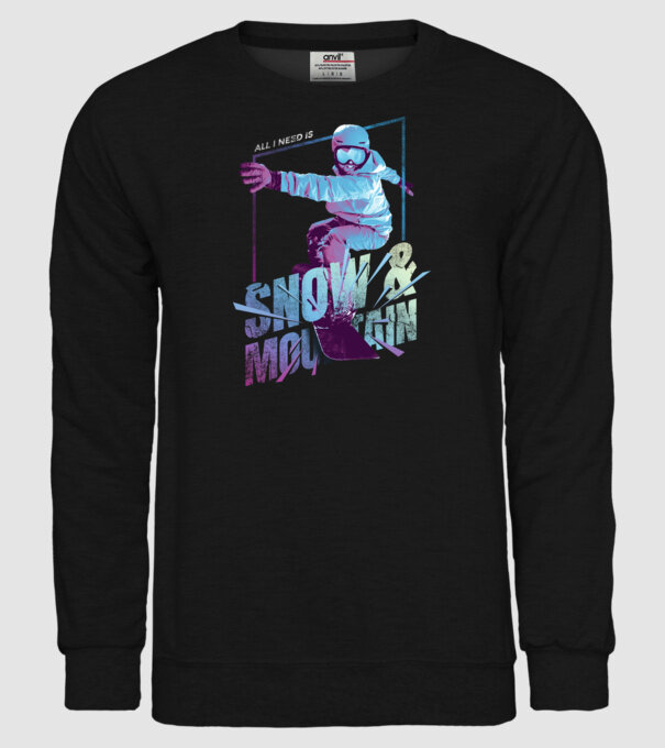 All I need is Snowboard model negru pe tricou