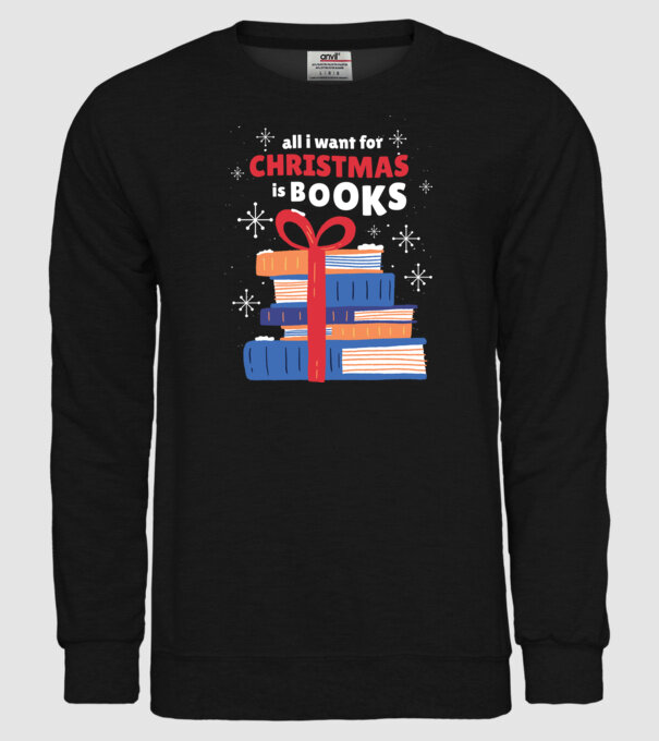 All I want for Christmas is Books tricou cu cărți model negru pe tricou