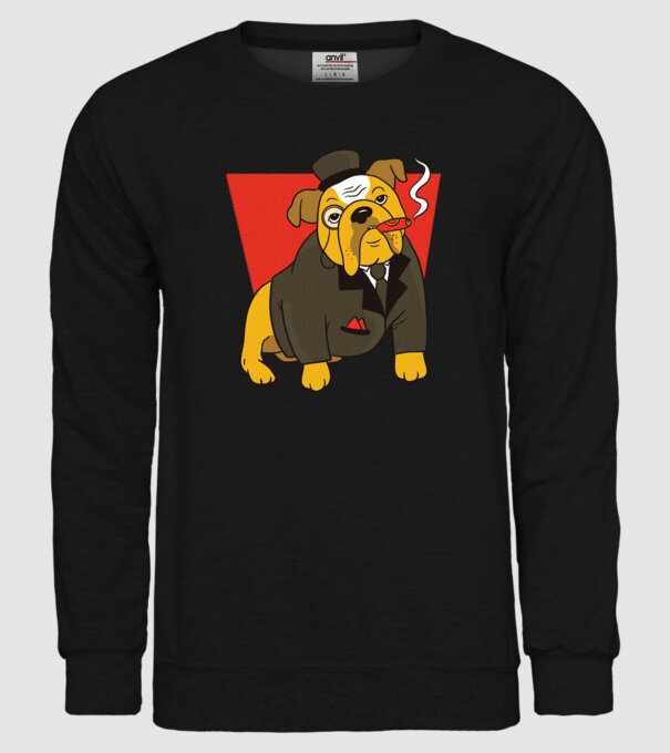 Bulldog englezesc cu trabuc model negru pe tricou