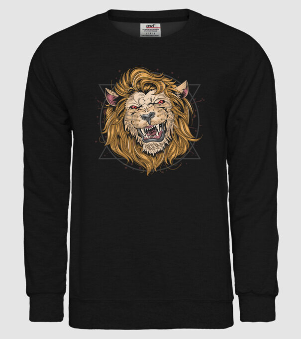 angry lion model negru pe tricou