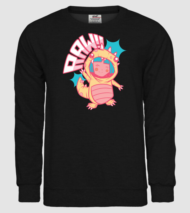 Anime dinozaur model negru pe tricou
