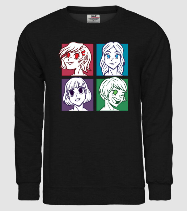 Fețe Anime fată Pop Art model negru pe tricou