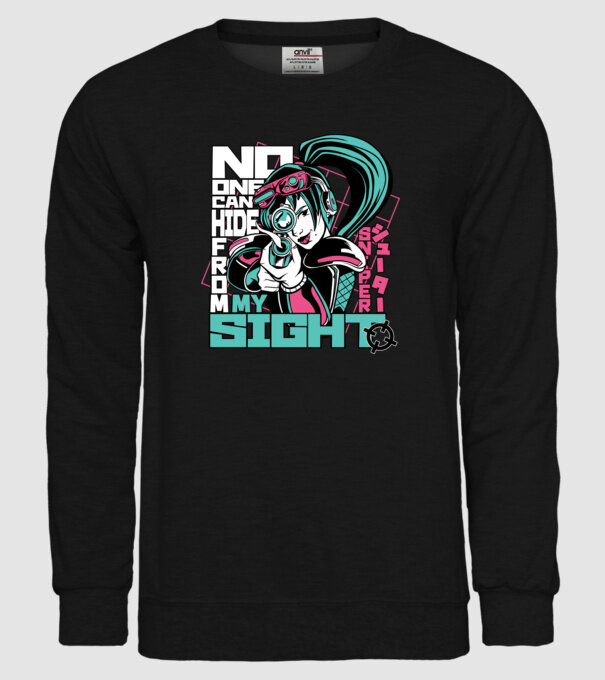 Anime Fată Lunetistă model negru pe tricou