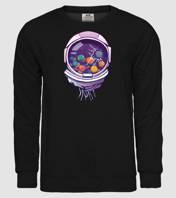 Cască de astronaut model negru pe tricou