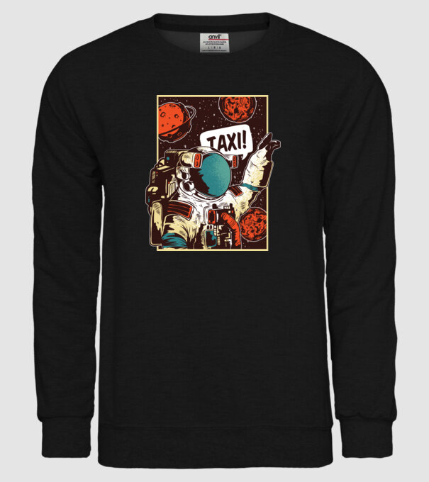Astronaut Taxi model negru pe tricou
