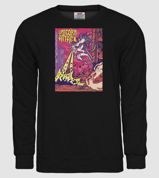 Atacul Unicornului model negru pe tricou