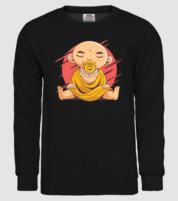 Baby Buddha cu suzetă tricou amuzant model negru pe tricou