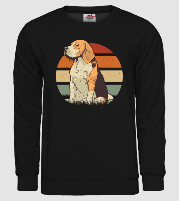 Beagle Retro Sunset model negru pe tricou