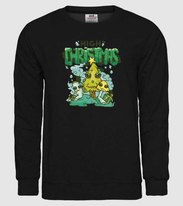 Crăciun drogat model negru pe tricou