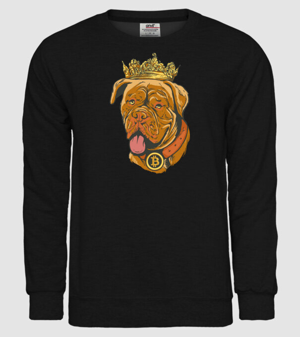 Câine Bitcoin model negru pe tricou