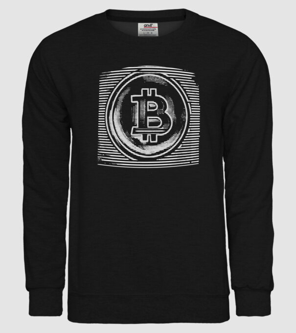 Bitcoin logo model negru pe tricou