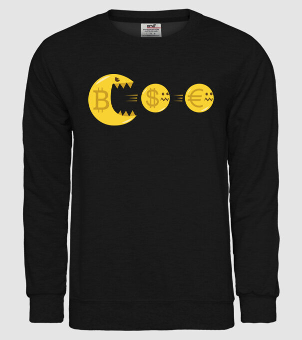 Bitcoin Pacman model negru pe tricou