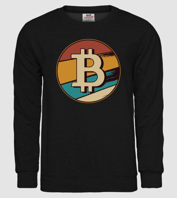 Bitcoin retro model negru pe tricou