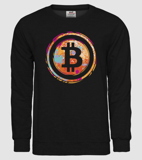 Bitcoin Watercolor model negru pe tricou