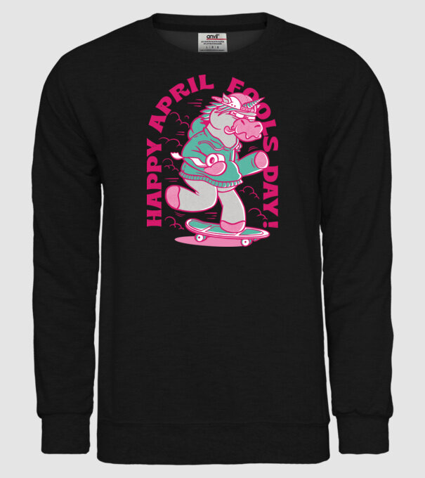 Ziua proștilor Unicorn model negru pe tricou