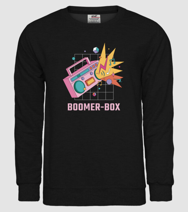 Boomer Box Magnetofon Retro model negru pe tricou