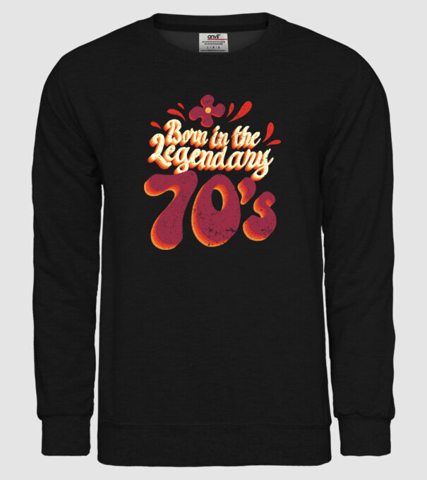 'Born in the Legendary 70''s' model negru pe tricou