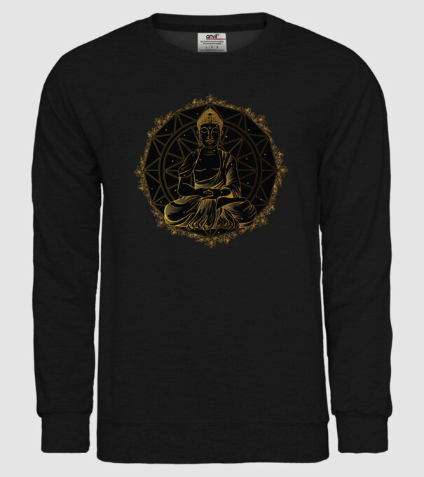 Buddha Mandala model negru pe tricou