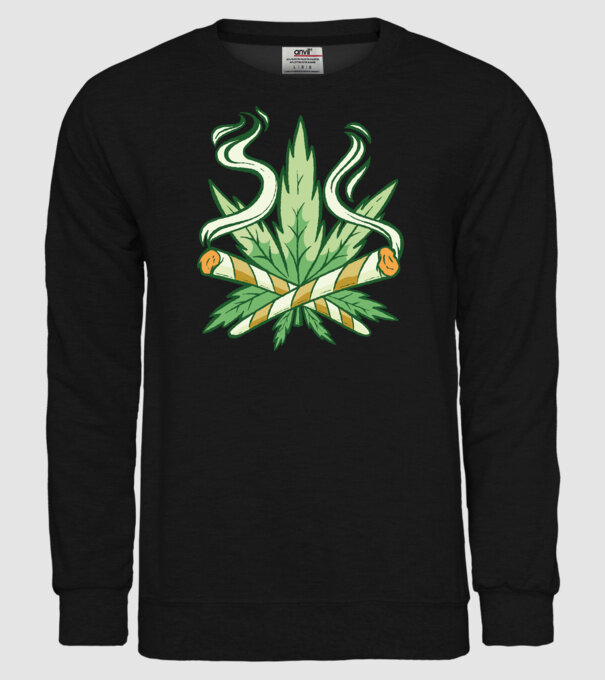 Cannabis Marijuana model negru pe tricou