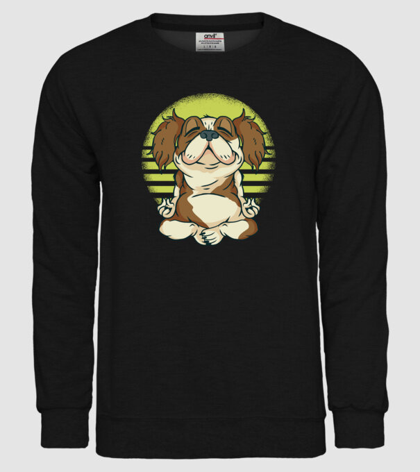 Cavalier King Spaniel Yoga model negru pe tricou