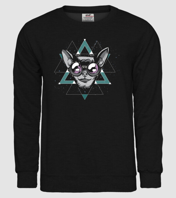 Tricou cu Câine Chihuahua model negru pe tricou