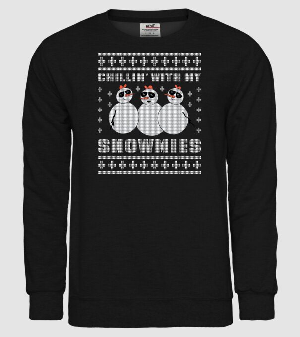 Chillin with my Snowmies tricou pulovăr urât model negru pe tricou