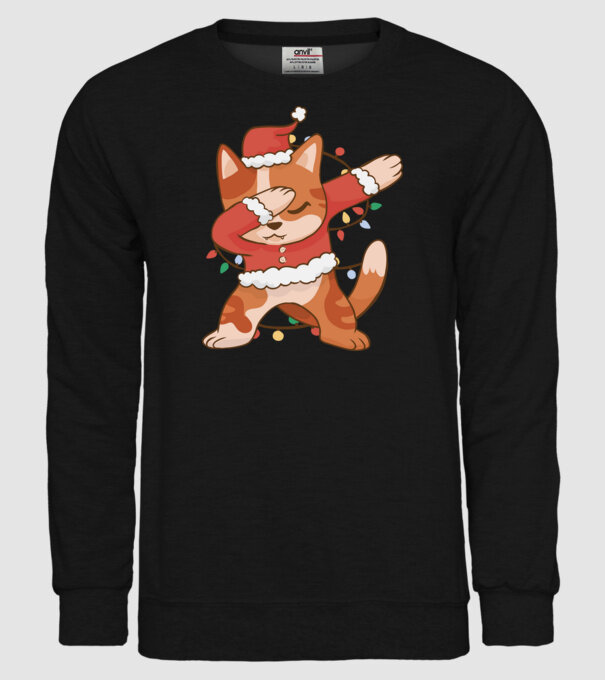 Pisică Crăciun DAB model negru pe tricou