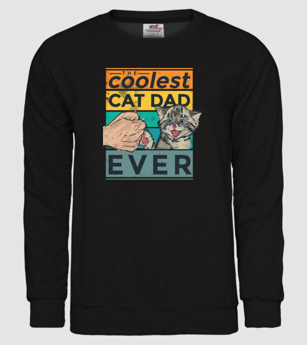 Coolest Cat Dad Ever - Cel mai tare tată cu pisică model negru pe tricou