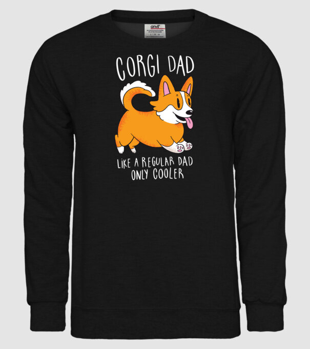 Tată de Corgi model negru pe tricou